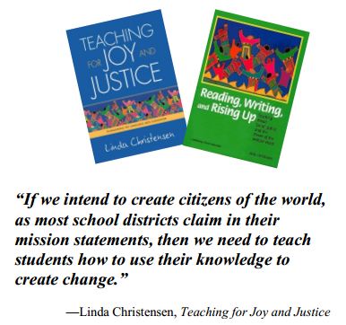 image from flyer with linda christensen quote